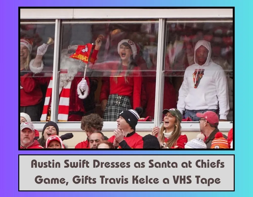 Austin Swift Dresses as Santa at Chiefs Game, Gifts Travis Kelce a VHS Tape